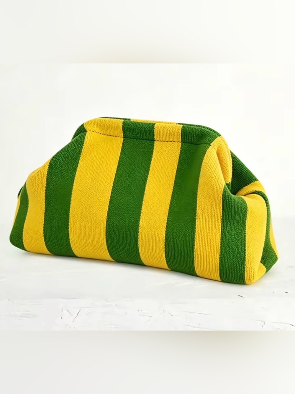 Green & Yellow Striped Women's Knit Clutch
